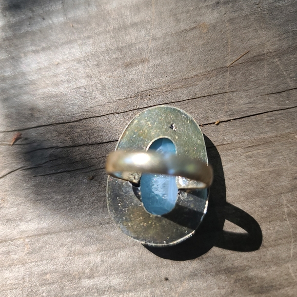 Blue agate sterling ring sz8 - Picture 3 of 4